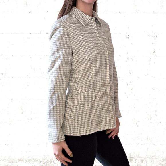 90s Vintage Lauren Ralph Lauren Gray Houndstooth Deadstock Wool Jacket Size 10 - Picture 14 of 14